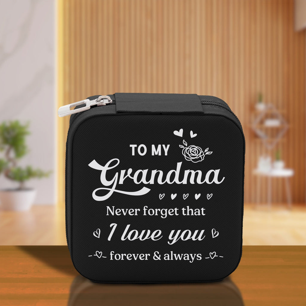 To My Grandma Never Forget That I Love You Forever & Always Cotton Canvas Tote Bag Birthday Gift From Grandkids to Grandma Jewelry Box Gift