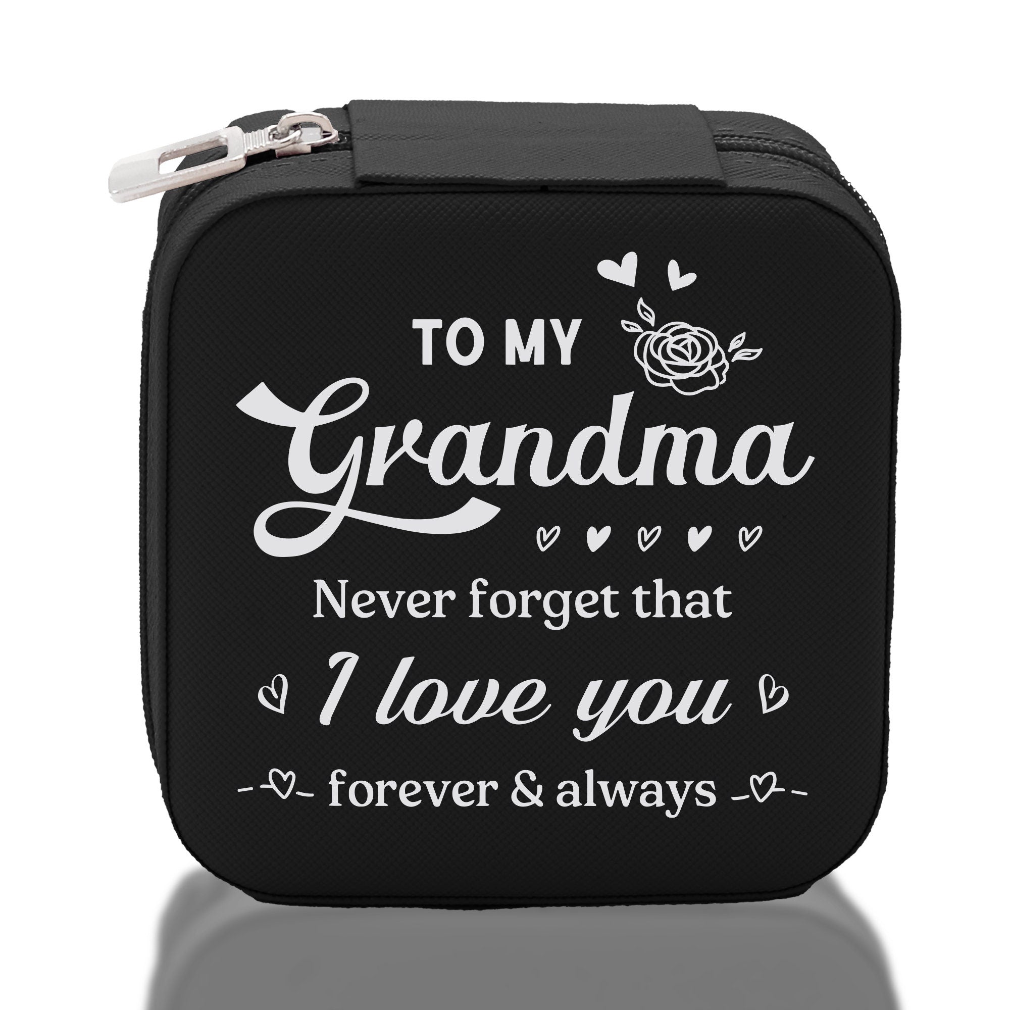 To My Grandma Never Forget That I Love You Forever & Always Cotton Canvas Tote Bag Birthday Gift From Grandkids to Grandma Jewelry Box Gift