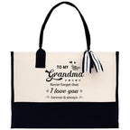 To My Grandma Never Forget That I Love You Forever & Always Cotton Canvas Tote Bag Birthday Gift From Grandkids to Grandma Jewelry Box Gift