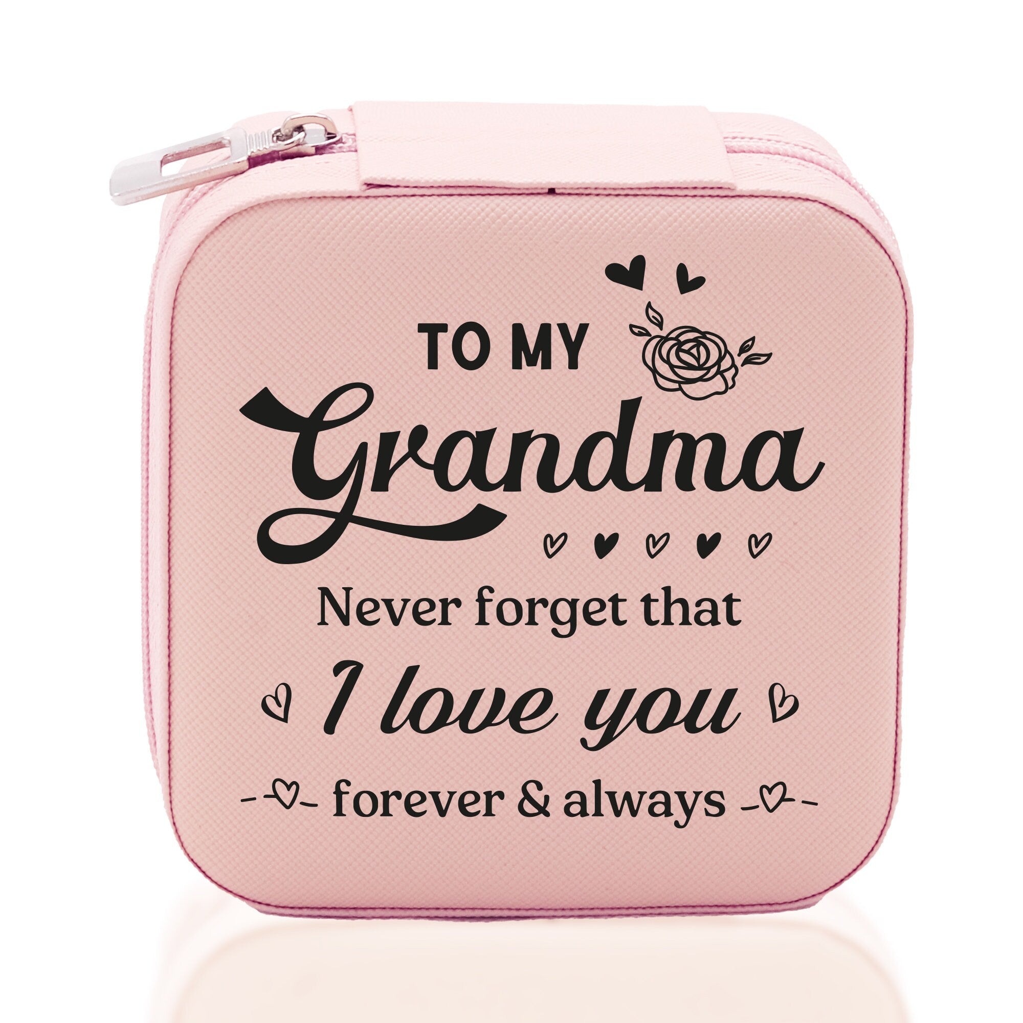 To My Grandma Never Forget That I Love You Forever & Always Cotton Canvas Tote Bag Birthday Gift From Grandkids to Grandma Jewelry Box Gift