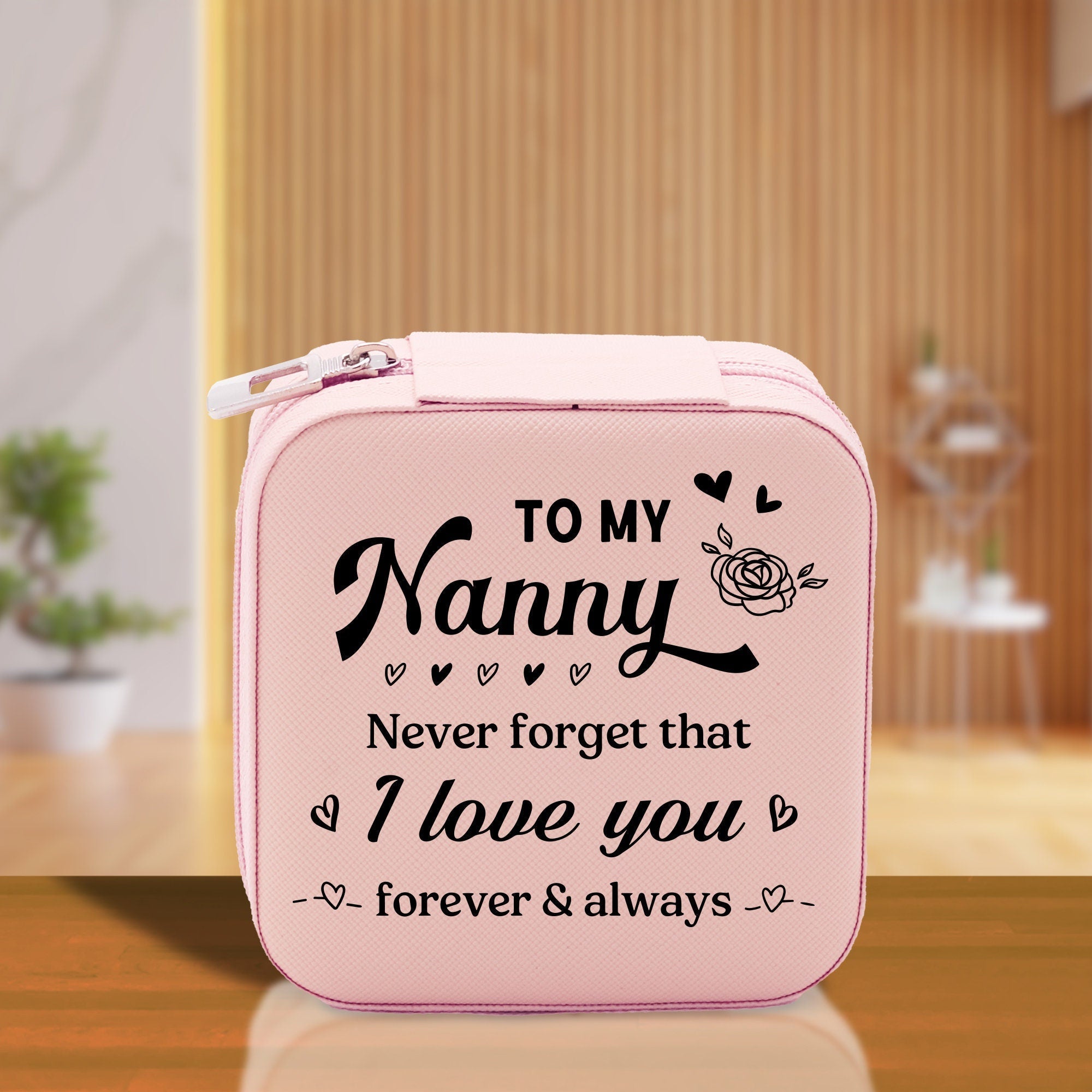 To My Nanny Never Forget That I Love You Forever & Always Cotton Canvas Tote Bag Birthday Gift From Grandkids to Grandma Jewelry Box Gift