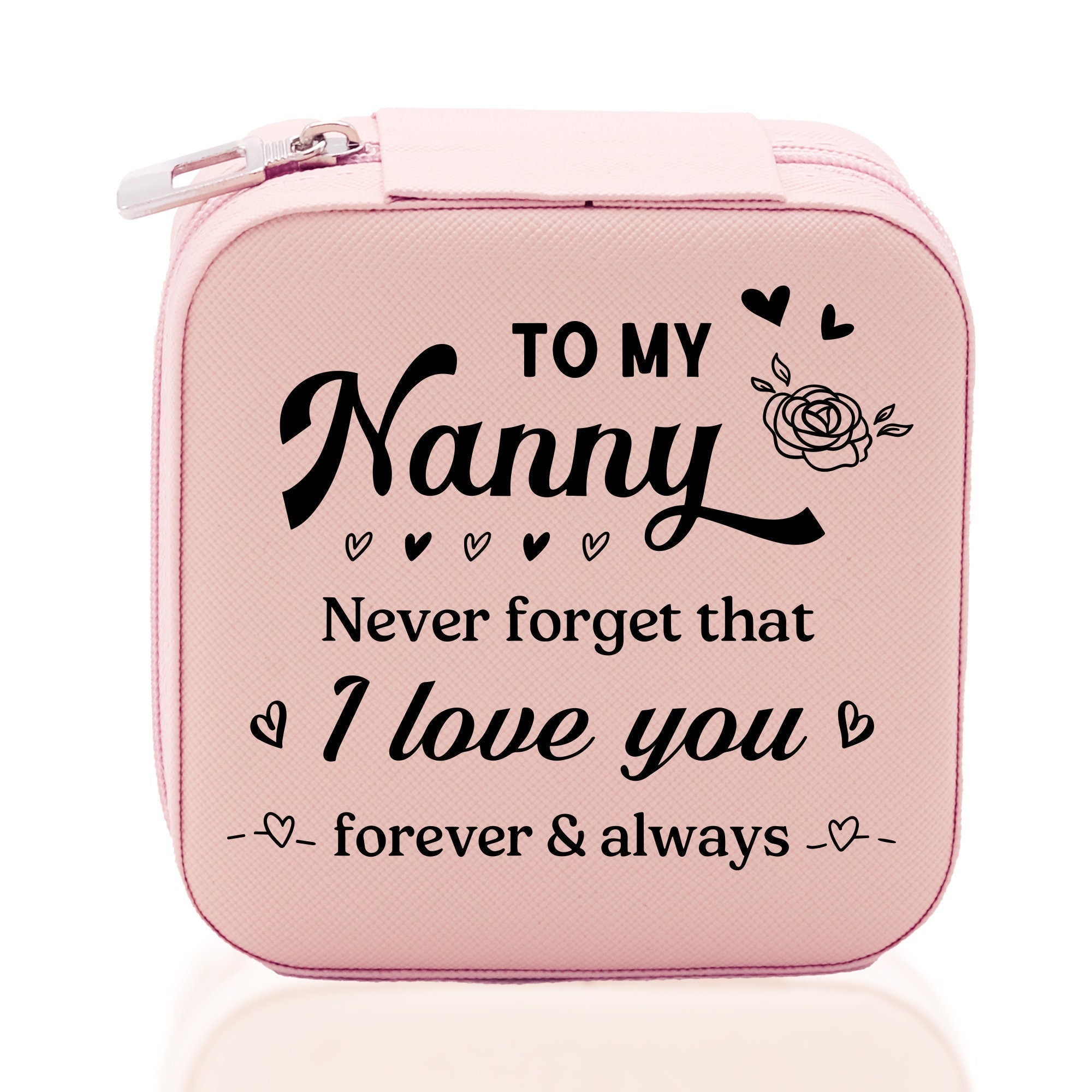 To My Nanny Never Forget That I Love You Forever & Always Cotton Canvas Tote Bag Birthday Gift From Grandkids to Grandma Jewelry Box Gift