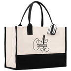 Split Initial and Name Custom Cotton Canvas Tote Bag Personalized Initial Tote Birthday Gift Wedding Gift Jewelry Box Frosted Can Glass Set