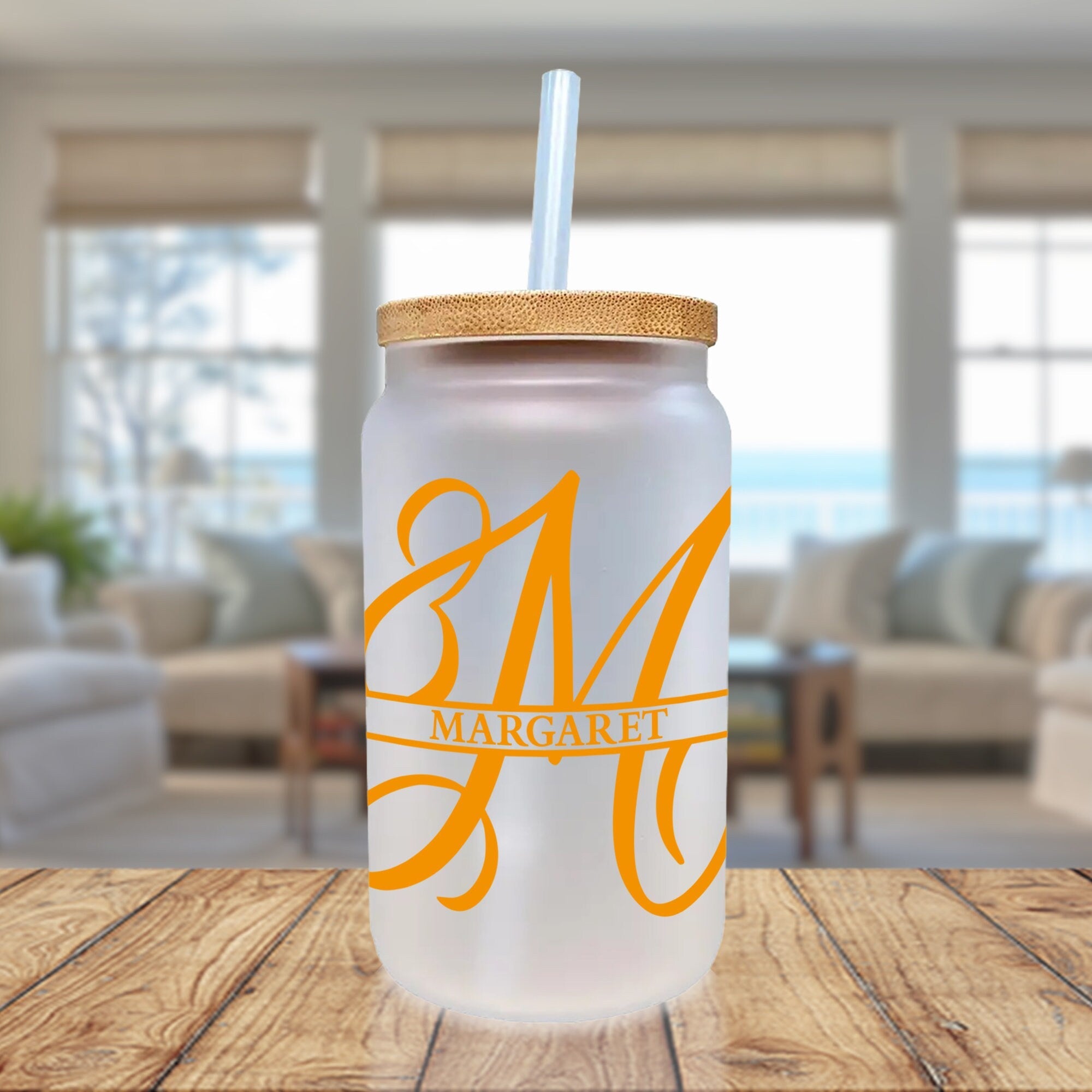 Split Initial and Name Custom Cotton Canvas Tote Bag Personalized Initial Tote Birthday Gift Wedding Gift Jewelry Box Frosted Can Glass Set