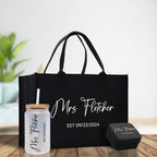 Mrs. Last Name Est Year Tote Bag Personalized Date Wedding Tote Bridal Shower Gift Honeymoon Gift Customized Wedding Gift Bridesmaid Gift