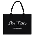 Mrs. Last Name Est Year Tote Bag Personalized Date Wedding Tote Bridal Shower Gift Honeymoon Gift Customized Wedding Gift Bridesmaid Gift