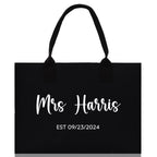 Mrs. Last Name Est Year Tote Bag Personalized Date Wedding Tote Bridal Shower Gift Honeymoon Gift Customized Wedding Gift Bridesmaid Gift