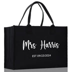 Mrs. Last Name Est Year Tote Bag Personalized Date Wedding Tote Bridal Shower Gift Honeymoon Gift Customized Wedding Gift Bridesmaid Gift