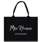 Mrs. Last Name Est Year Tote Bag Personalized Date Wedding Tote Bridal Shower Gift Honeymoon Gift Customized Wedding Gift Bridesmaid Gift