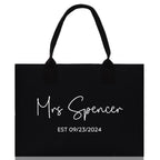 Mrs. Last Name Est Year Tote Bag Personalized Date Wedding Tote Bridal Shower Gift Honeymoon Gift Customized Wedding Gift Bridesmaid Gift