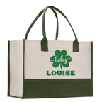 Saint Patrick's Day Personalized Cotton Canvas Tote Bag St Patrick Day Gift Shamrock Bag Lucky St Patrick's Irish Tote Bag Shenanigans Gift