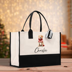 Golden Retriever Custom Name Dog Cotton Canvas Tote Bag Custom Pet Lover Gift Pet Portrait Bag Personalized Pet Owner Gift Tote Bag