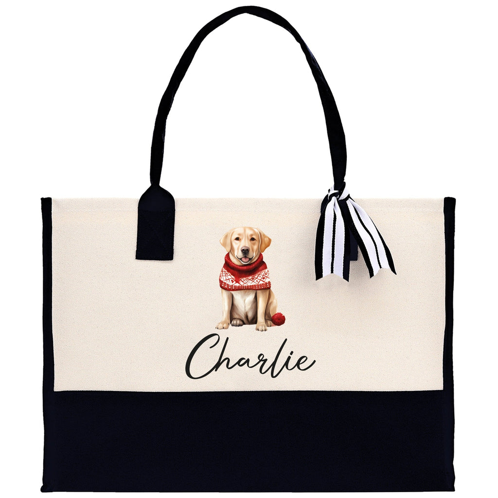 Golden Retriever Custom Name Dog Cotton Canvas Tote Bag Custom Pet Lover Gift Pet Portrait Bag Personalized Pet Owner Gift Tote Bag