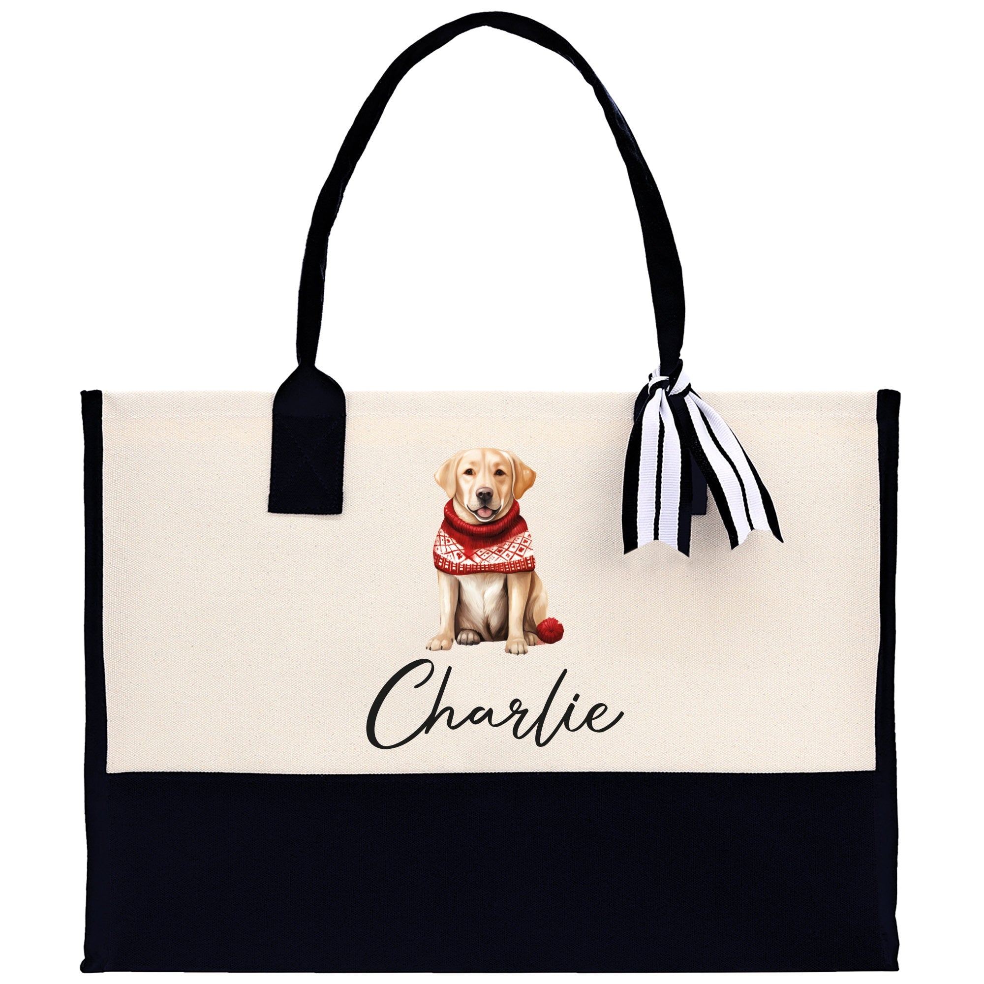 Golden Retriever Custom Name Dog Cotton Canvas Tote Bag Custom Pet Lover Gift Pet Portrait Bag Personalized Pet Owner Gift Tote Bag
