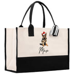 German Shepherd Custom Name Dog Cotton Canvas Tote Bag Custom Pet Lover Gift Pet Portrait Bag Personalized Pet Owner Gift Tote Bag