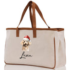 Poodle Custom Name Dog Cotton Canvas Tote Bag Custom Pet Lover Gift Pet Portrait Bag Personalized Pet Owner Gift Tote Bag