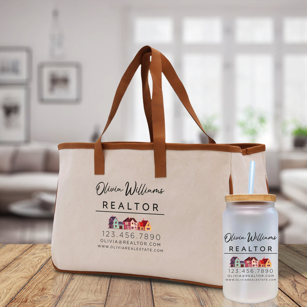 Realtor Tote Bag Personalized Business Tote Bag Custom Real Estate Agent Gift Bulk Business Logo Realtor Swag Real Estate Tote Bag