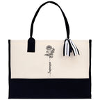 Personalized Kids and Grandkids Name Cotton Canvas Tote Bag Custom Flower Tote Bag Gift for Mom Gift for Grandma Birth Month Grandkids Name