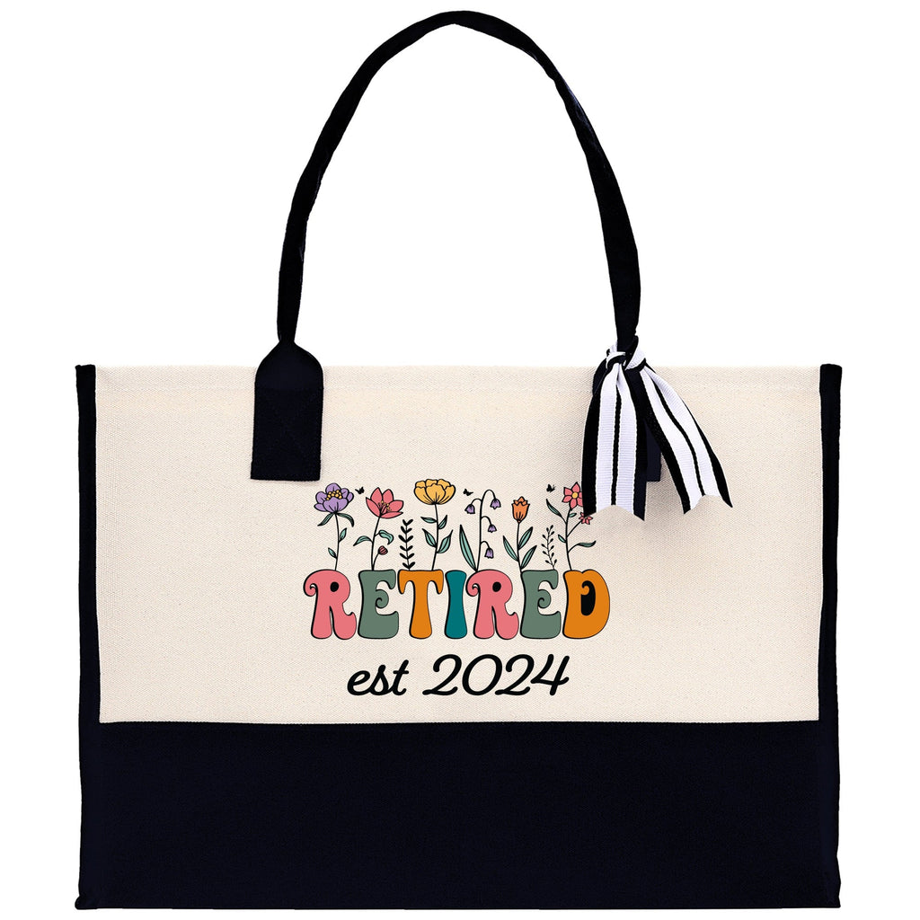 Retirement Cotton Canvas Tote Bag Retire Bag Retirement Party Bag Retired Woman Gift Grandma Gift Est 2024 Retirement Funny Bag
