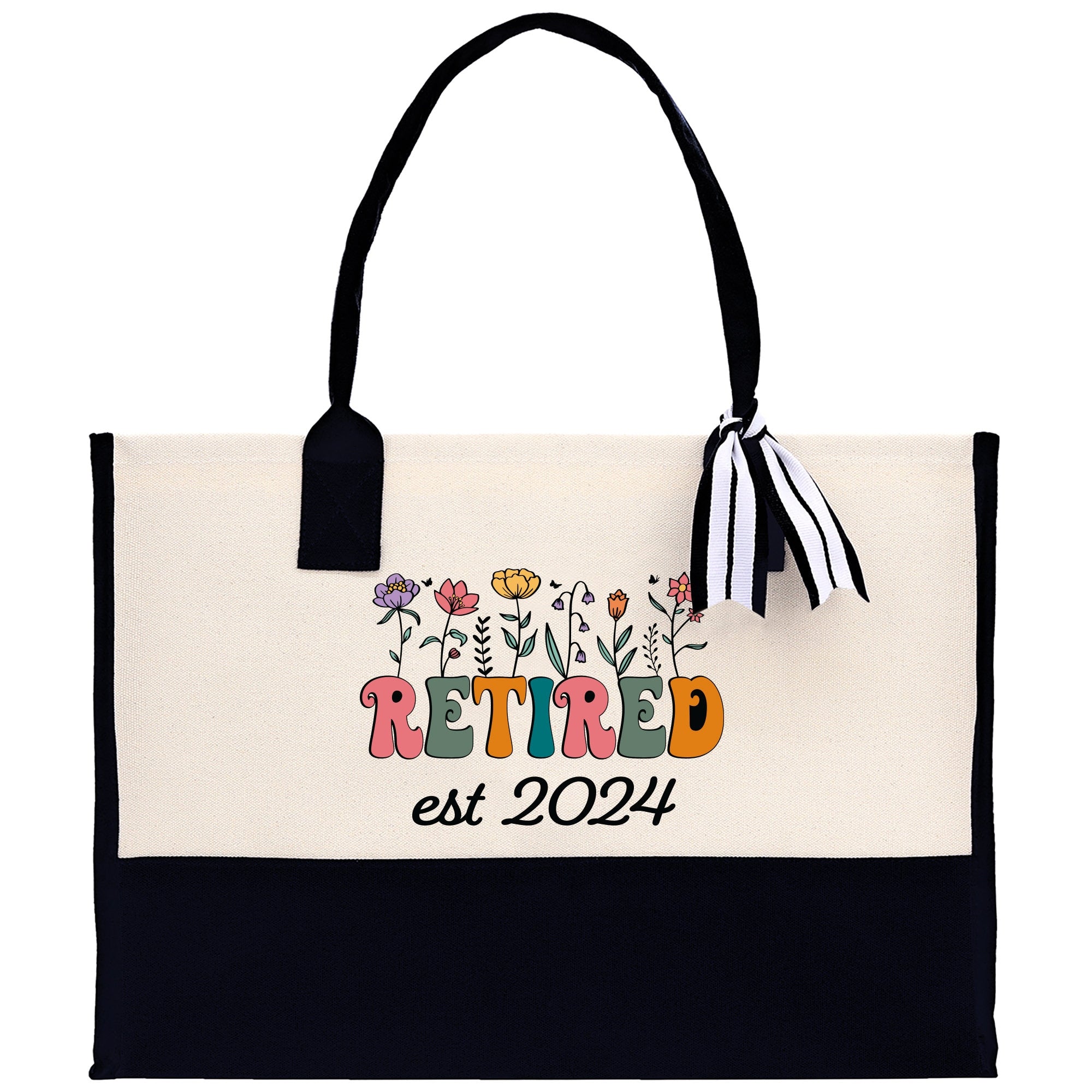 Retirement Cotton Canvas Tote Bag Retire Bag Retirement Party Bag Retired Woman Gift Grandma Gift Est 2024 Retirement Funny Bag