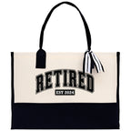 Retirement Cotton Canvas Tote Bag Retire Bag Retirement Party Bag Retired Woman Gift Grandma Gift Est 2024 Retirement Funny Bag