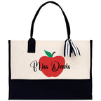 Personalized Teacher Cotton Canvas Tote Bag Gift for Teachers Teacher Life Tote Custom Teacher Appreciation Gift Bag Teacher Name Bag