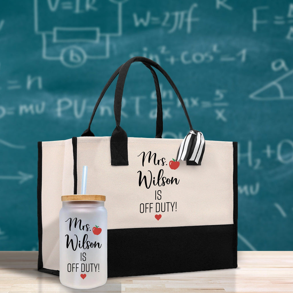Personalized Teacher Cotton Canvas Tote Bag Gift for Teachers Teacher Life Tote Custom Teacher Appreciation Gift Bag Teacher Name Bag