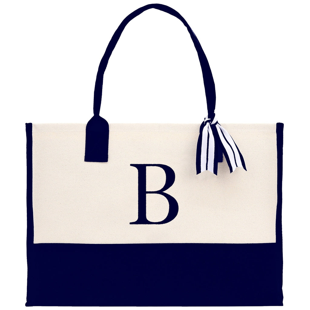 Monogram and Personalized Name Cotton Canvas Tote Bag Initial Tote Bag Letter Tote Bag Birthday Gift Bag Beach Bag Custom Monogrammed Bag