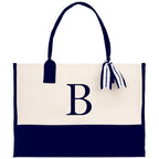 Monogram and Personalized Name Cotton Canvas Tote Bag Initial Tote Bag Letter Tote Bag Birthday Gift Bag Beach Bag Custom Monogrammed Bag