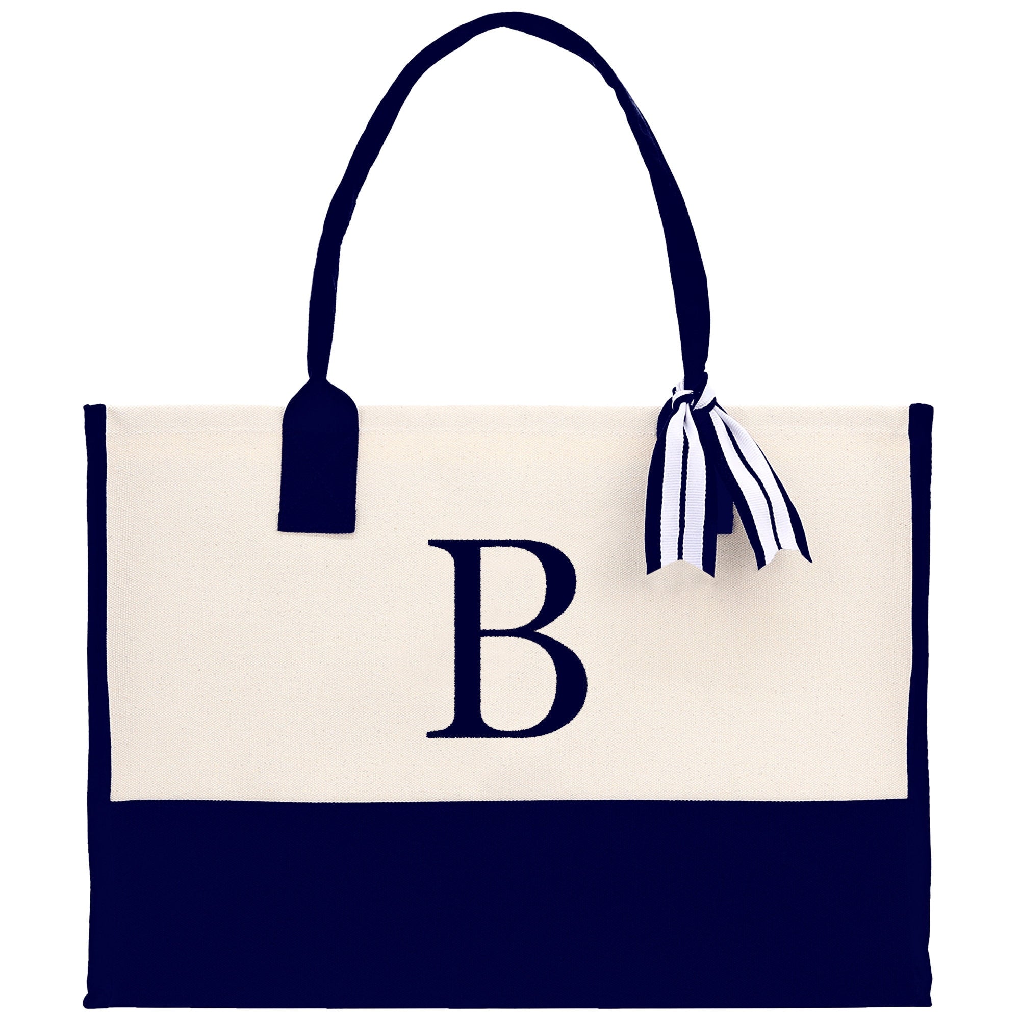 Monogram and Personalized Name Cotton Canvas Tote Bag Initial Tote Bag Letter Tote Bag Birthday Gift Bag Beach Bag Custom Monogrammed Bag