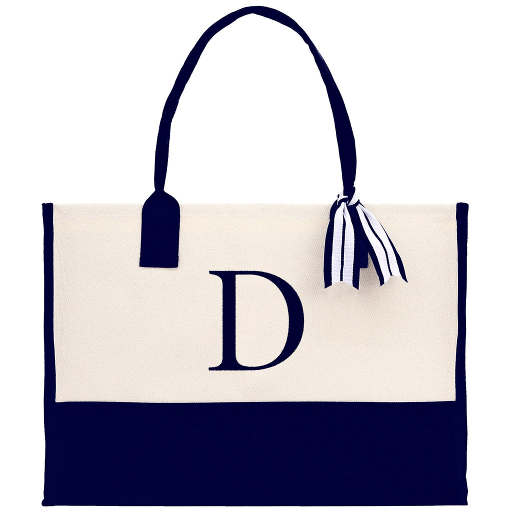 Monogram and Personalized Name Cotton Canvas Tote Bag Initial Tote Bag Letter Tote Bag Birthday Gift Bag Beach Bag Custom Monogrammed Bag