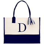 Monogram and Personalized Name Cotton Canvas Tote Bag Initial Tote Bag Letter Tote Bag Birthday Gift Bag Beach Bag Custom Monogrammed Bag