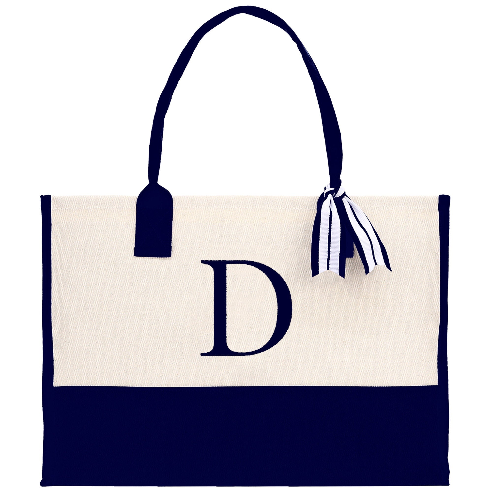 Monogram and Personalized Name Cotton Canvas Tote Bag Initial Tote Bag Letter Tote Bag Birthday Gift Bag Beach Bag Custom Monogrammed Bag