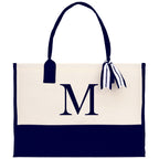 Monogram and Personalized Name Cotton Canvas Tote Bag Initial Tote Bag Letter Tote Bag Birthday Gift Bag Beach Bag Custom Monogrammed Bag