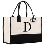 Monogram and Personalized Name Cotton Canvas Tote Bag Initial Tote Bag Letter Tote Bag Birthday Gift Bag Beach Bag Custom Monogrammed Bag