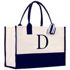 Monogram and Personalized Name Cotton Canvas Tote Bag Initial Tote Bag Letter Tote Bag Birthday Gift Bag Beach Bag Custom Monogrammed Bag