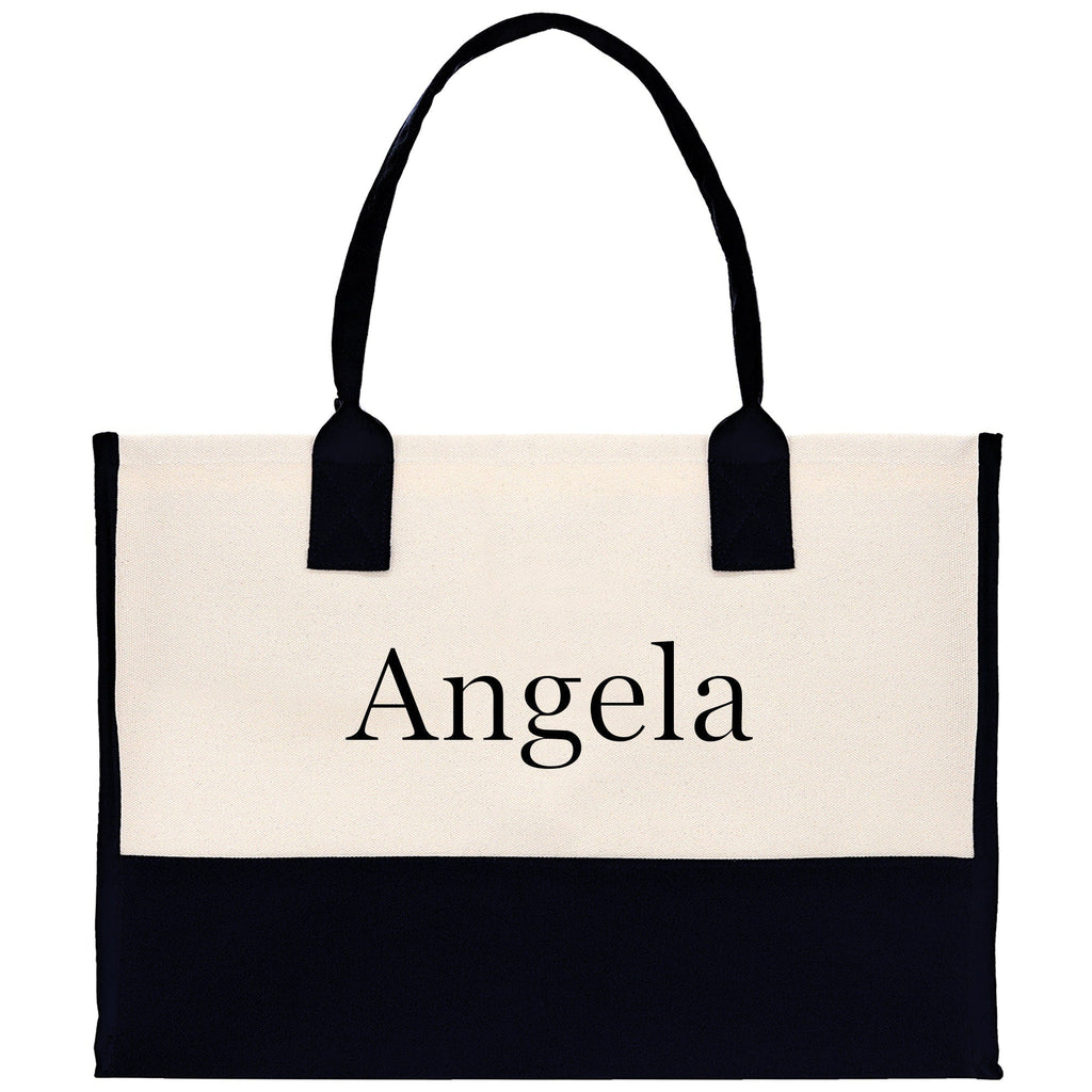 Monogram and Personalized Name Cotton Canvas Tote Bag Initial Tote Bag Letter Tote Bag Birthday Gift Bag Beach Bag Custom Monogrammed Bag