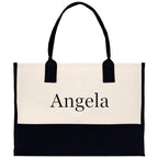 Monogram and Personalized Name Cotton Canvas Tote Bag Initial Tote Bag Letter Tote Bag Birthday Gift Bag Beach Bag Custom Monogrammed Bag