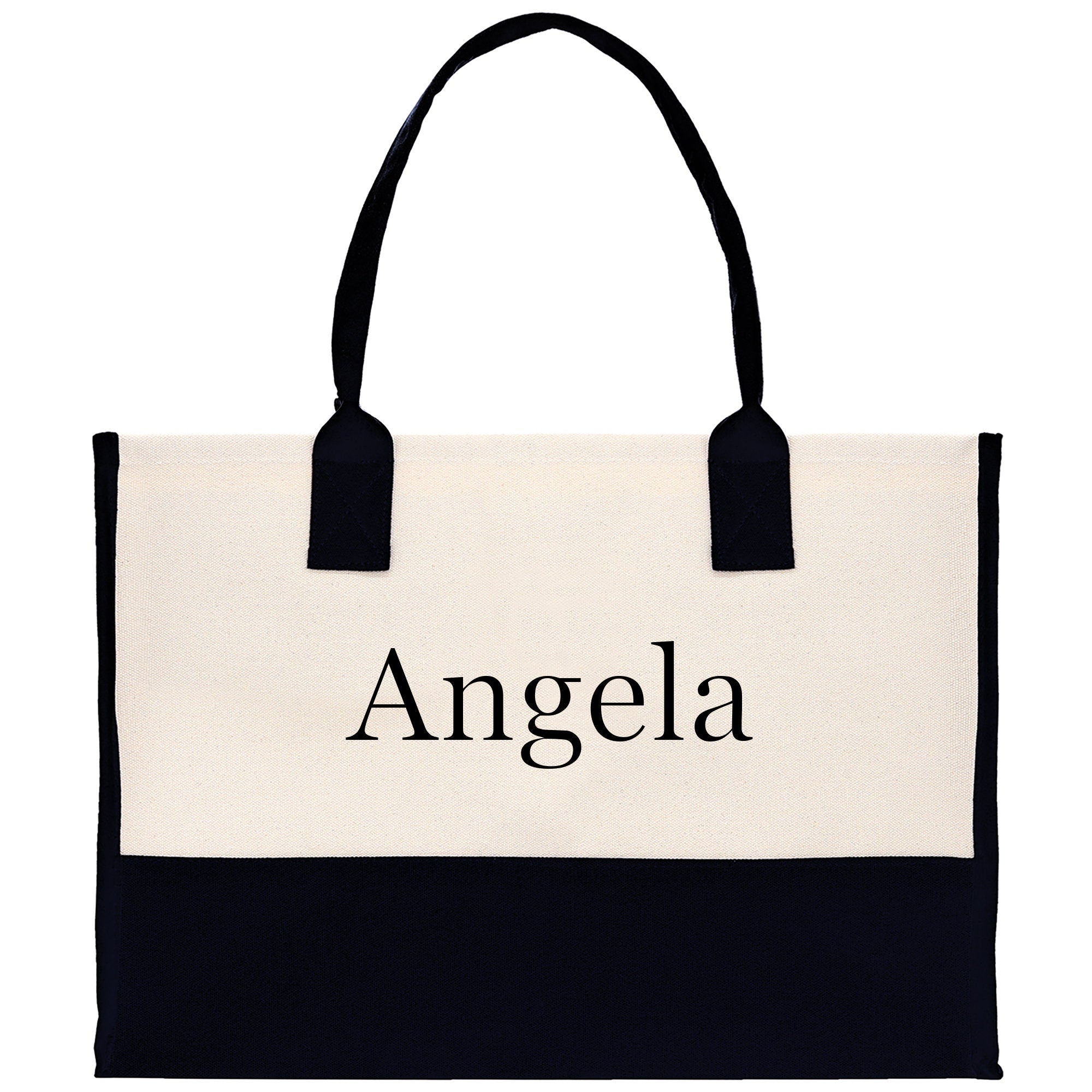 Monogram and Personalized Name Cotton Canvas Tote Bag Initial Tote Bag Letter Tote Bag Birthday Gift Bag Beach Bag Custom Monogrammed Bag