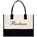 Monogram and Personalized Name Cotton Canvas Tote Bag Initial Tote Bag Letter Tote Bag Birthday Gift Bag Beach Bag Custom Monogrammed Bag