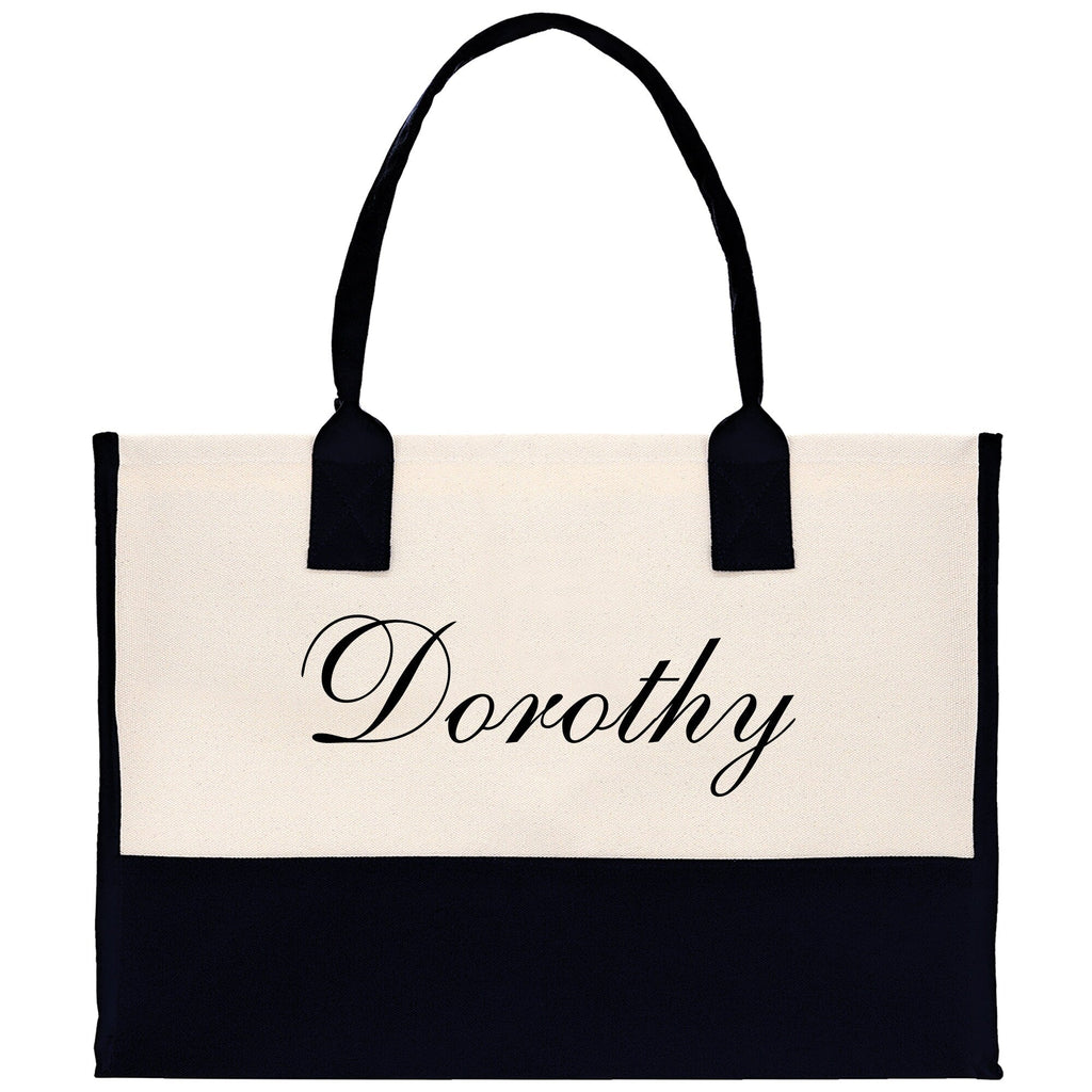 Monogram and Personalized Name Cotton Canvas Tote Bag Initial Tote Bag Letter Tote Bag Birthday Gift Bag Beach Bag Custom Monogrammed Bag