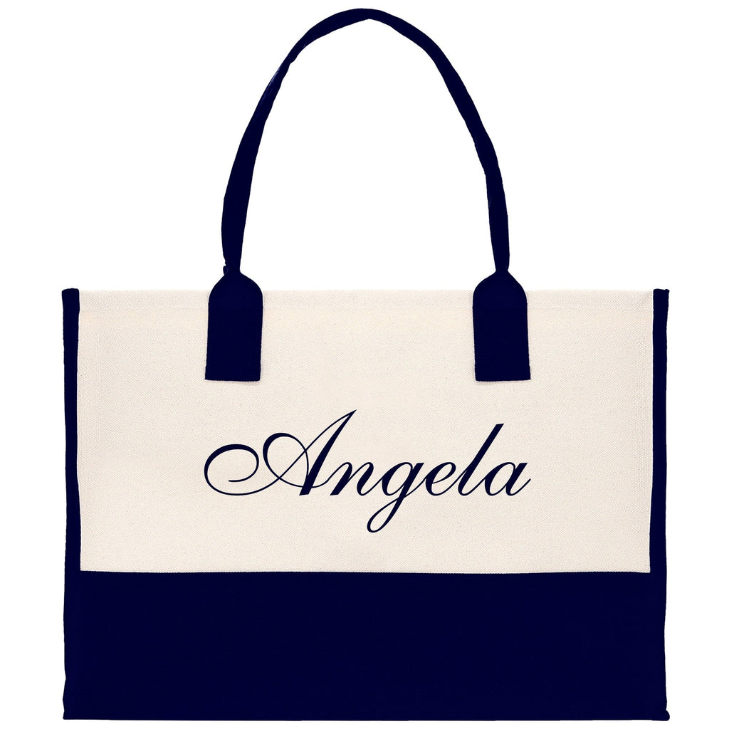 Monogram and Personalized Name Cotton Canvas Tote Bag Initial Tote Bag Letter Tote Bag Birthday Gift Bag Beach Bag Custom Monogrammed Bag