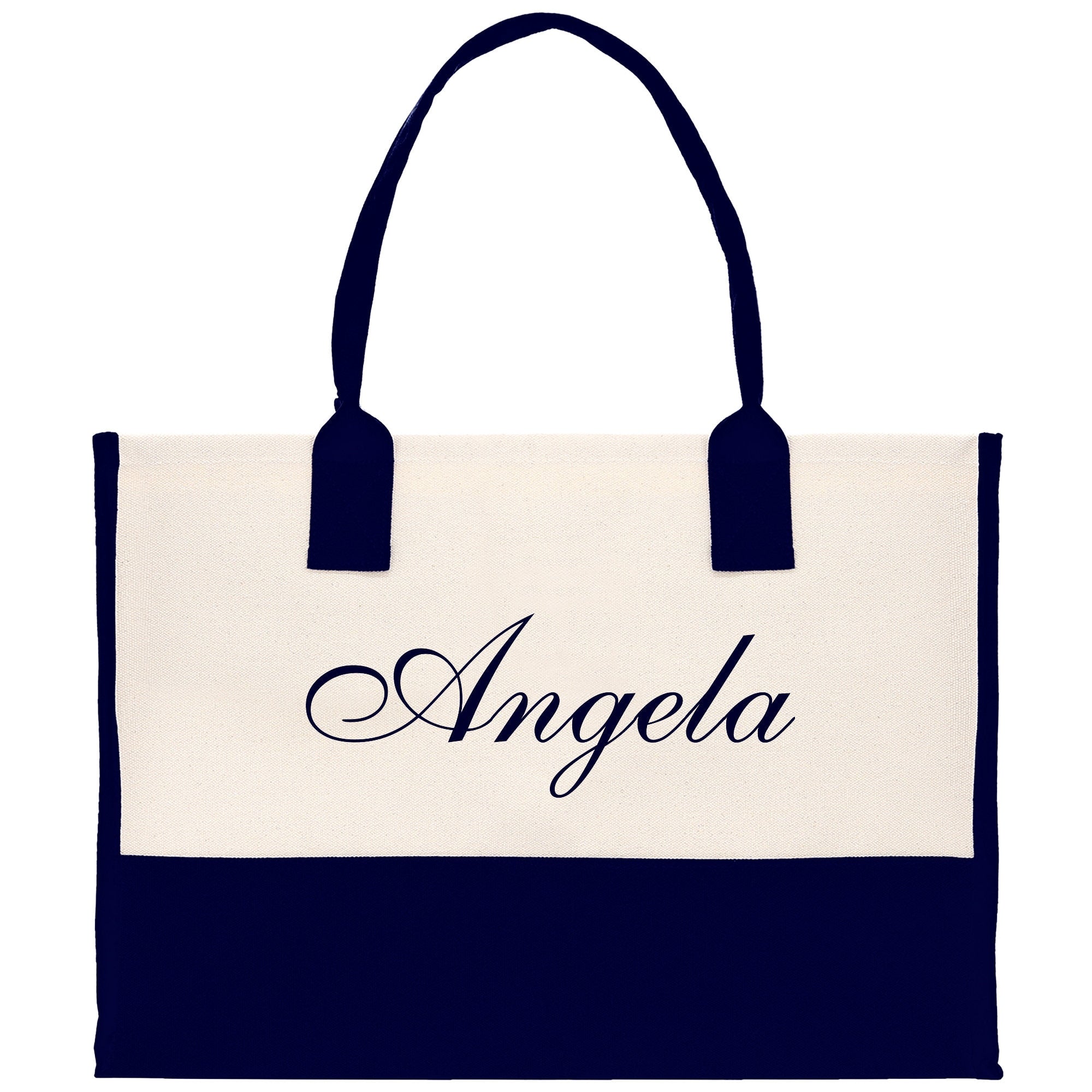Monogram and Personalized Name Cotton Canvas Tote Bag Initial Tote Bag Letter Tote Bag Birthday Gift Bag Beach Bag Custom Monogrammed Bag