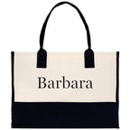 Monogram and Personalized Name Cotton Canvas Tote Bag Initial Tote Bag Letter Tote Bag Birthday Gift Bag Beach Bag Custom Monogrammed Bag