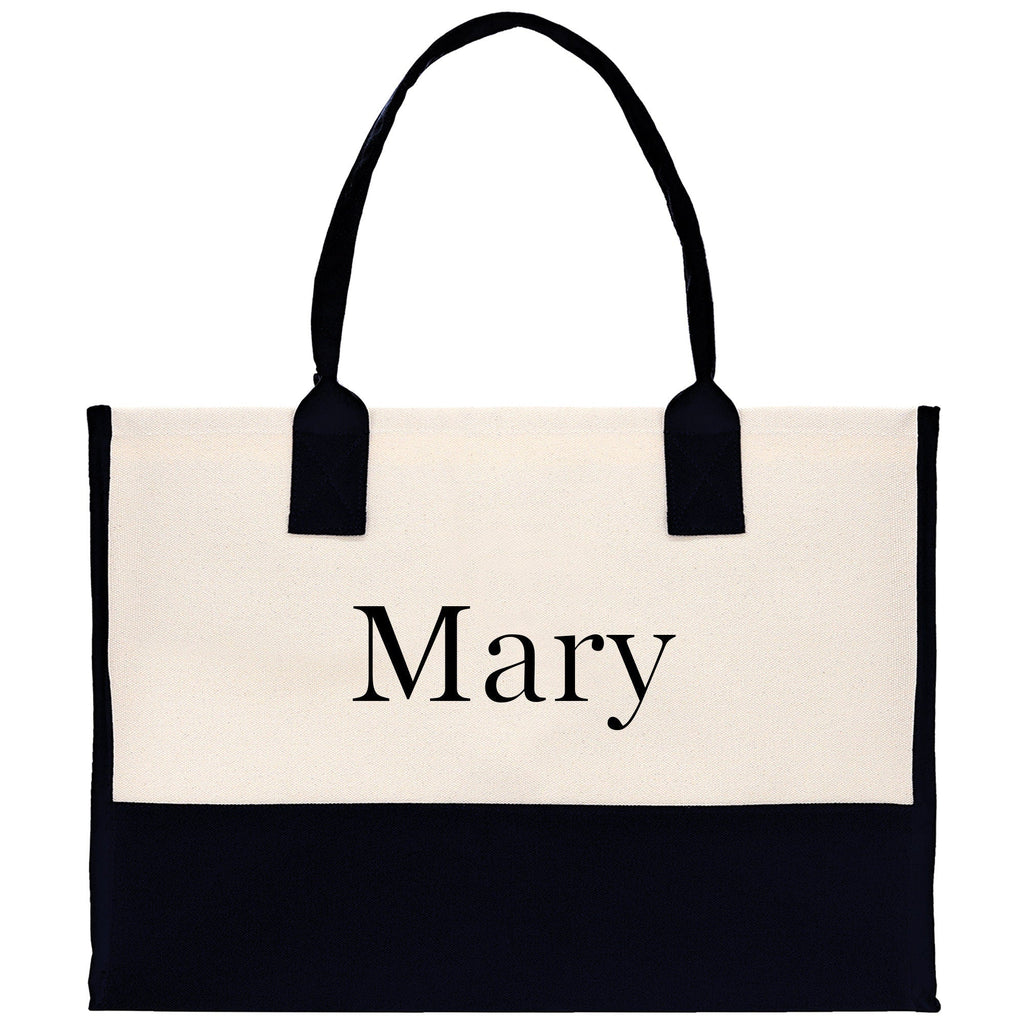 Monogram and Personalized Name Cotton Canvas Tote Bag Initial Tote Bag Letter Tote Bag Birthday Gift Bag Beach Bag Custom Monogrammed Bag