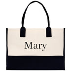 Monogram and Personalized Name Cotton Canvas Tote Bag Initial Tote Bag Letter Tote Bag Birthday Gift Bag Beach Bag Custom Monogrammed Bag
