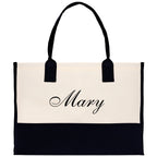 Monogram and Personalized Name Cotton Canvas Tote Bag Initial Tote Bag Letter Tote Bag Birthday Gift Bag Beach Bag Custom Monogrammed Bag