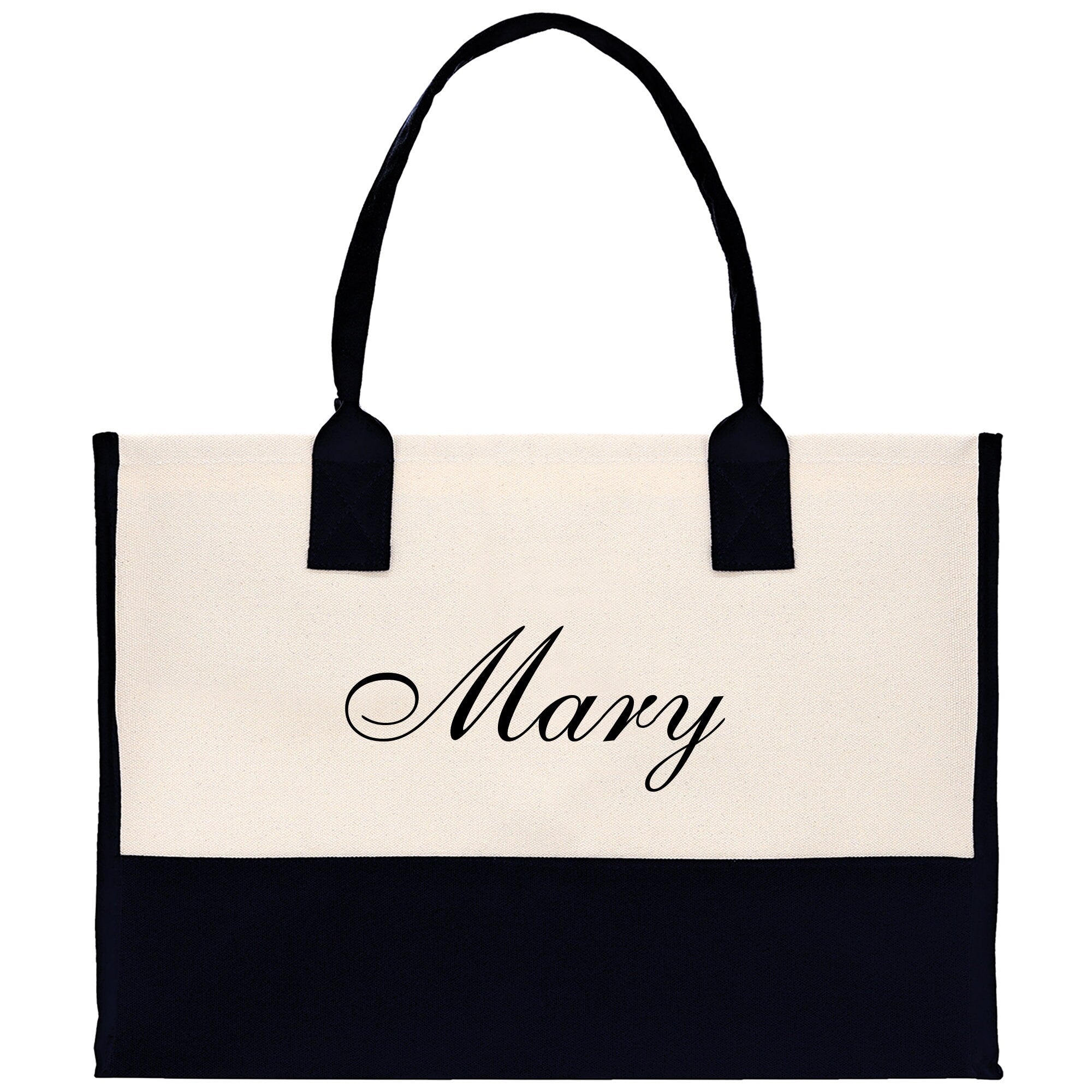 Monogram and Personalized Name Cotton Canvas Tote Bag Initial Tote Bag Letter Tote Bag Birthday Gift Bag Beach Bag Custom Monogrammed Bag