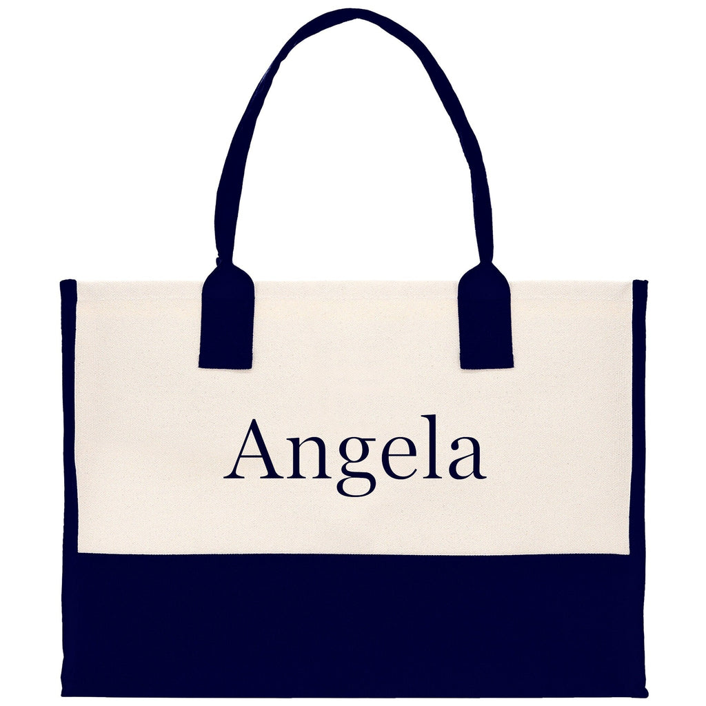 Monogram and Personalized Name Cotton Canvas Tote Bag Initial Tote Bag Letter Tote Bag Birthday Gift Bag Beach Bag Custom Monogrammed Bag