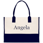 Monogram and Personalized Name Cotton Canvas Tote Bag Initial Tote Bag Letter Tote Bag Birthday Gift Bag Beach Bag Custom Monogrammed Bag